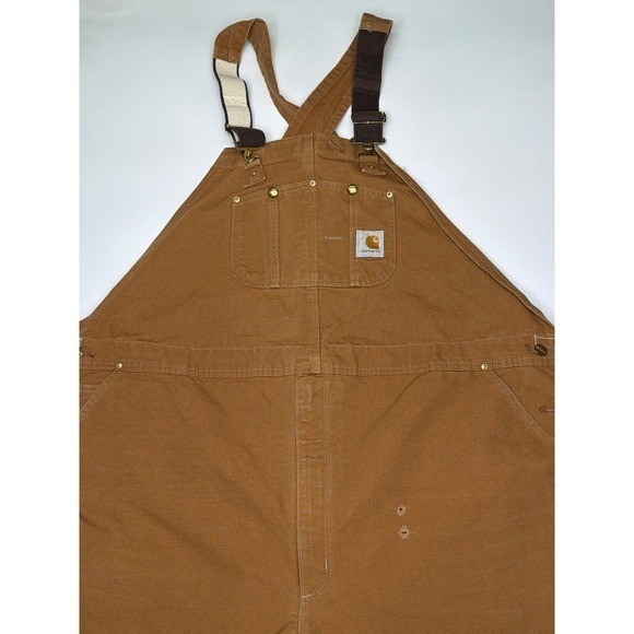 Carhartt Men's Brown Duck Canvas Bib R01 BRN Overalls Size 54x32 Workwear